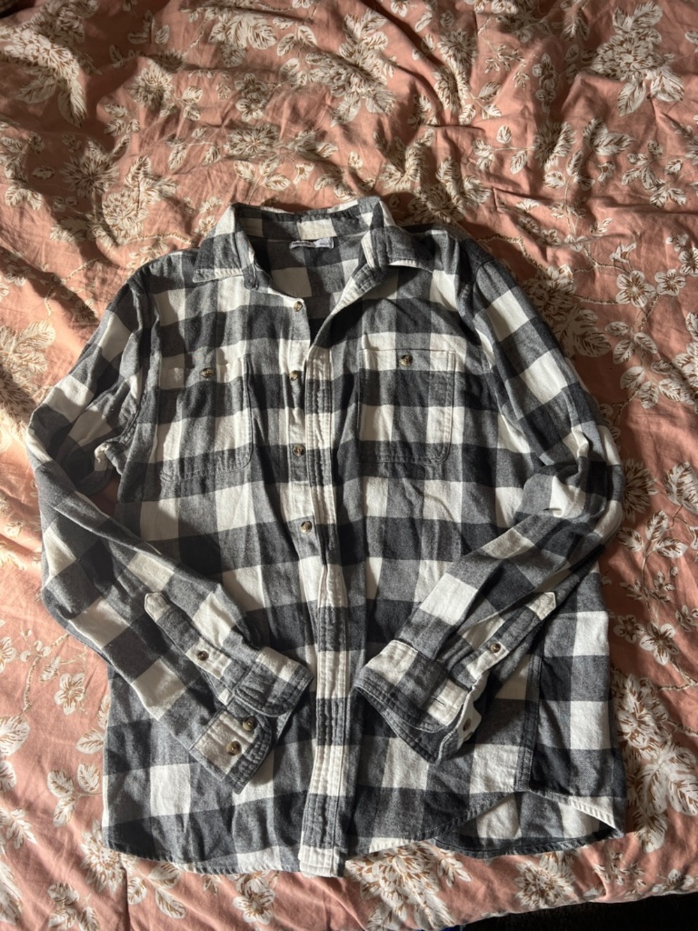 Sonoma Black and White Buffalo Plaid Shirt